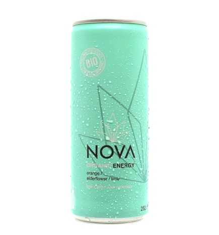 NOVA - Boisson Energisante Bio - Orange, Fleur de Sureau et Citron Vert