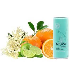 NOVA - Boisson Energisante Bio - Orange, Fleur de Sureau et Citron Vert