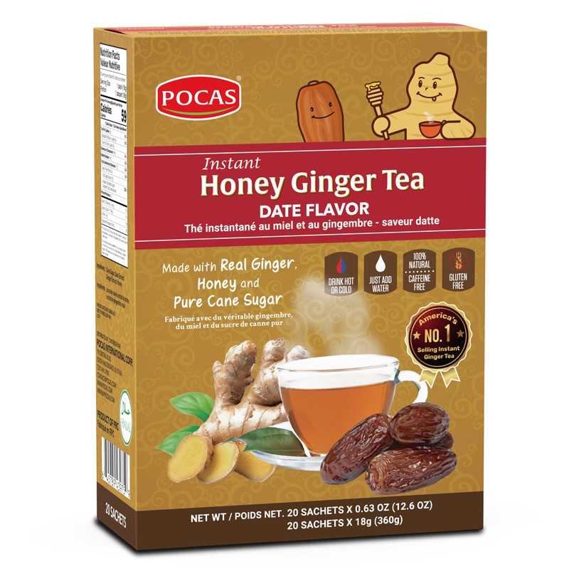 Té instantáneo con miel y jengibre - sabor dátil - POCAS